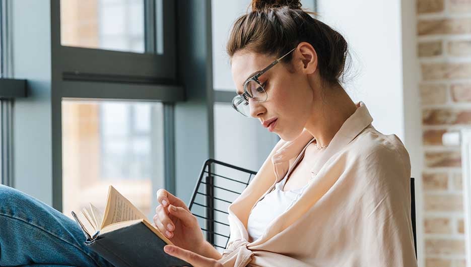 woman reading a book